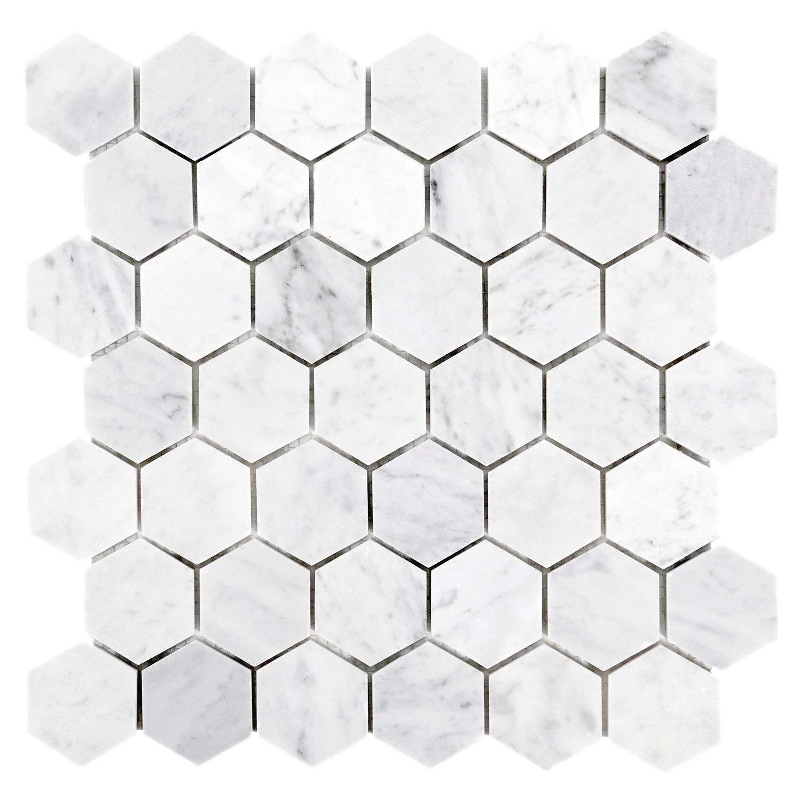 Carrara White Honed Hexagon Marble Mosaic - 1