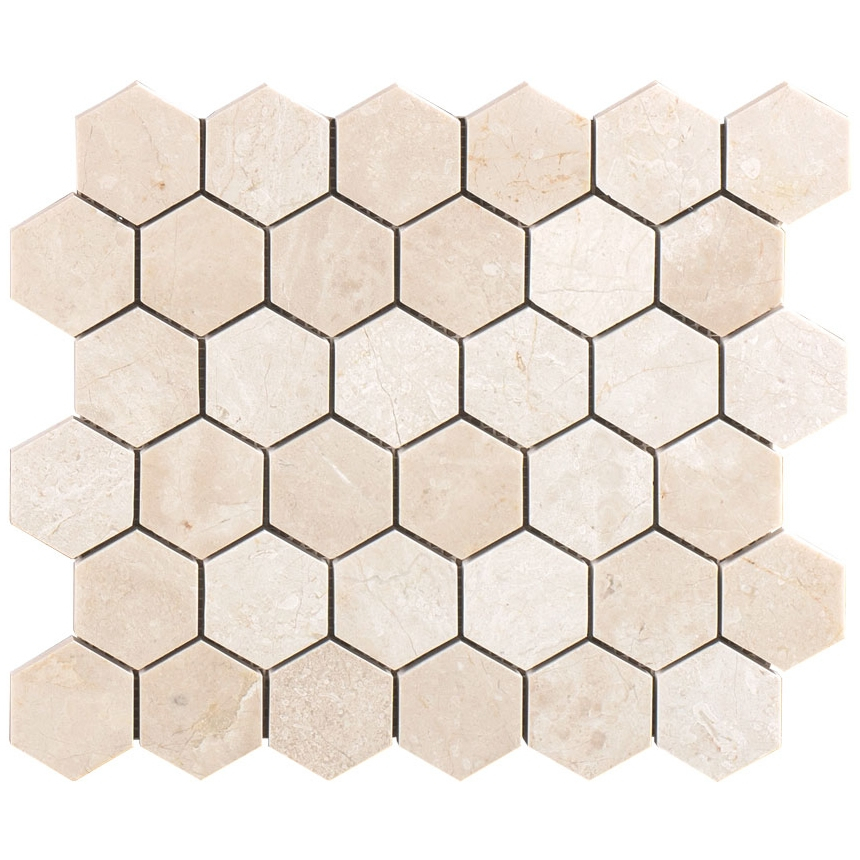 Crema Marfil Select Honed Hexagon Marble Mosaic - 1