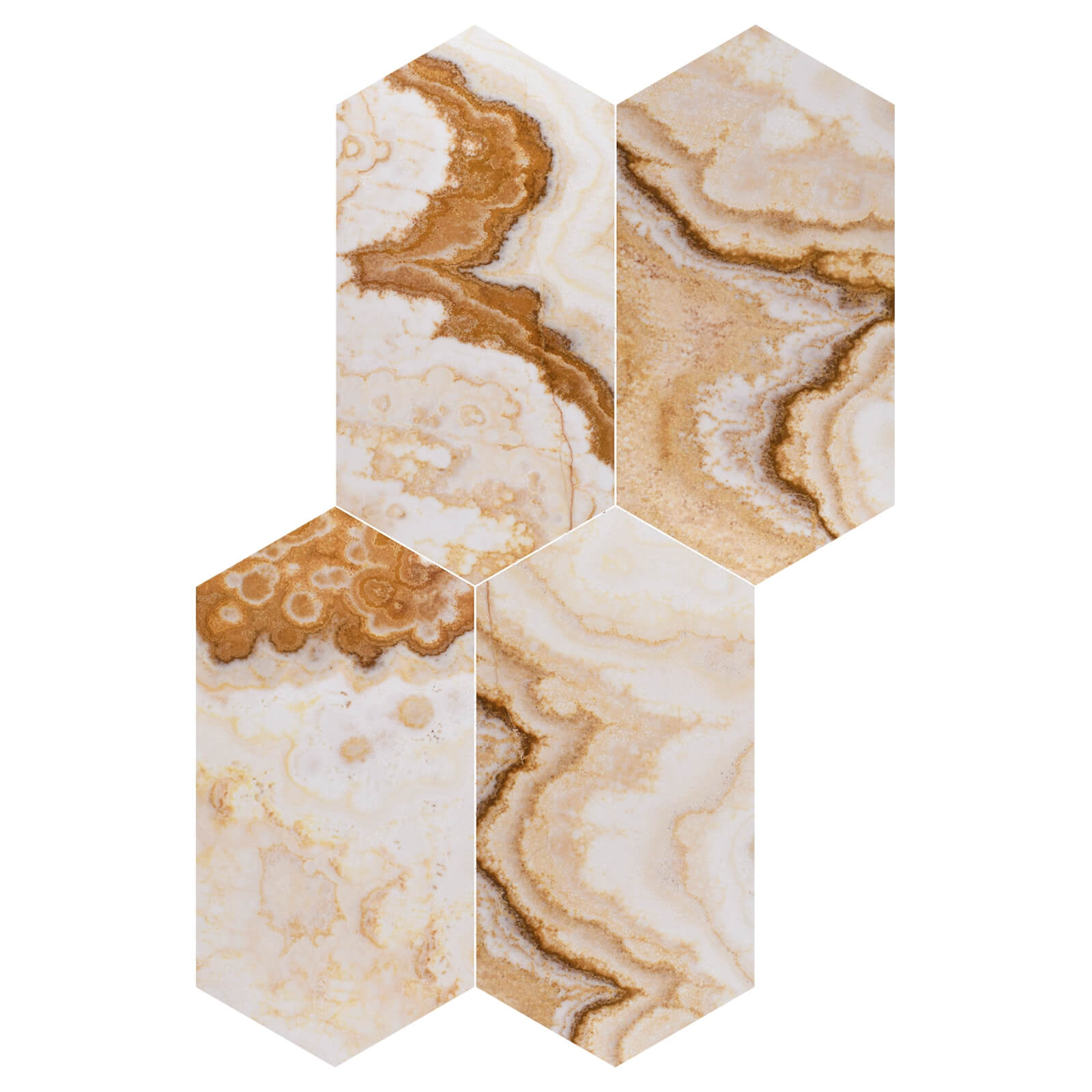 Bianco Onyx Honey Oblong Hexagon