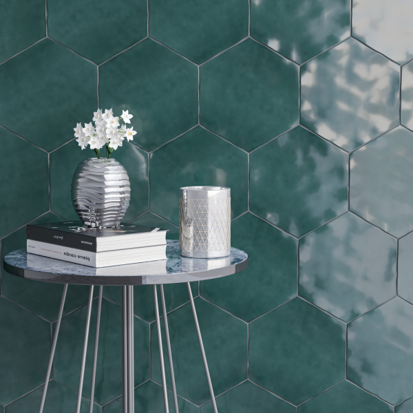Teramoda Emerald Gloss Hexagon Glazed Ceramic