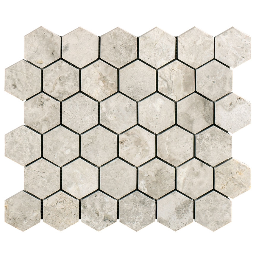 Silver Light Honed Hexagon Marble Mosaic