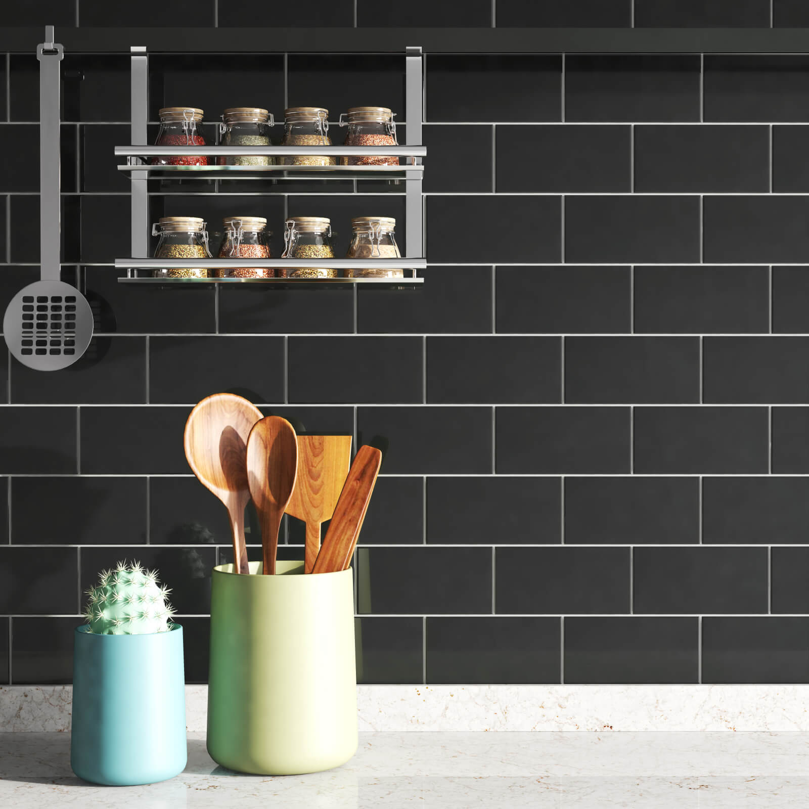 Ionic Stone Soho Retro Black Gloss Metro Tile